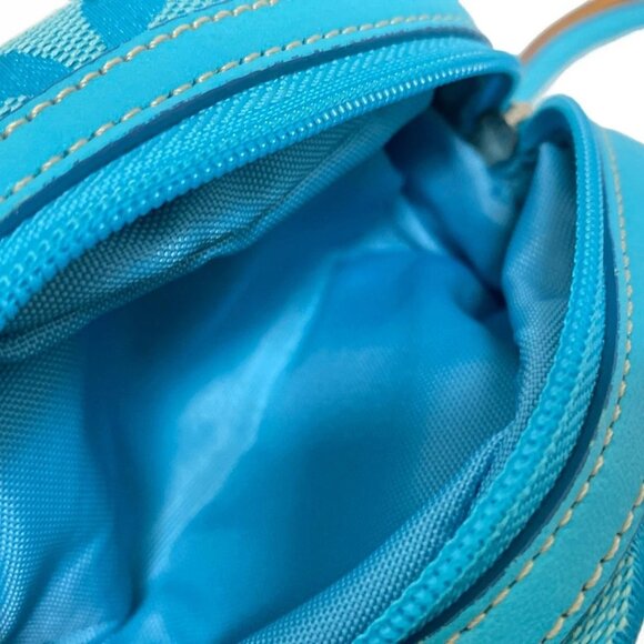 Auth COACH Signature - Light Blue Jacquard Leather Pouch - Picture 7 of 9